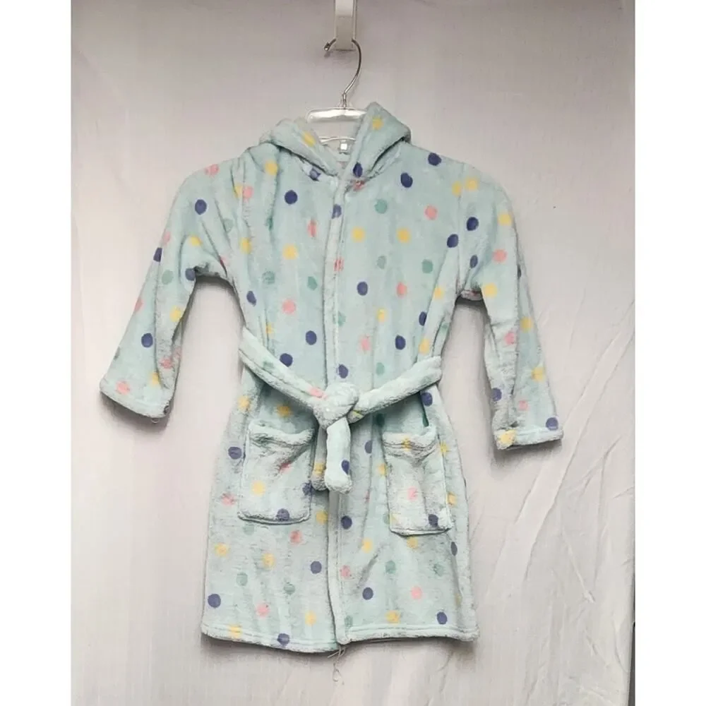 Toddler Robes Cute Pattern Bathrobe Unisex Kids Robe Baby Flannel Hoodie Size 2
